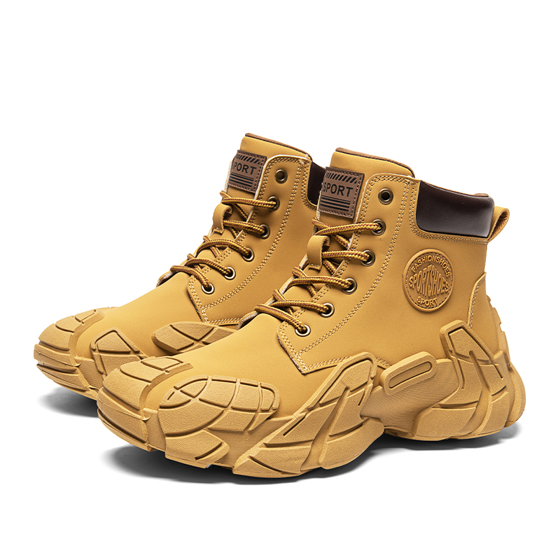 남성용 마틴 부츠, 가을용 하이탑 방수, 미끄럼 방지, 내마모성, 슬립온 블랙 작업 캐주얼화